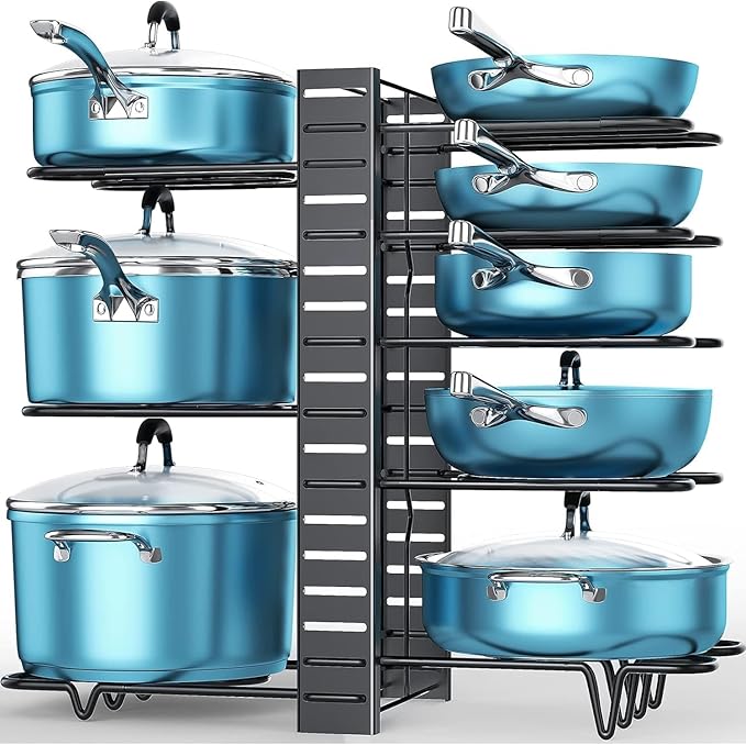 ORDORA Pots and Pans Organizer for Cabinet 16.61 Height, 8 Tier Pot Organizers by ORDORA
