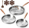 CAROTE 7-Piece Tri-Ply Stainless Steel Frying Pan Set, Skillet Set 8"/10"/12" by CAROTE
