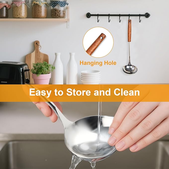 FJNATINH Soup Ladle, Food Grade Stainless Steel Ladle, Cooking Soup Spoon - Image 6