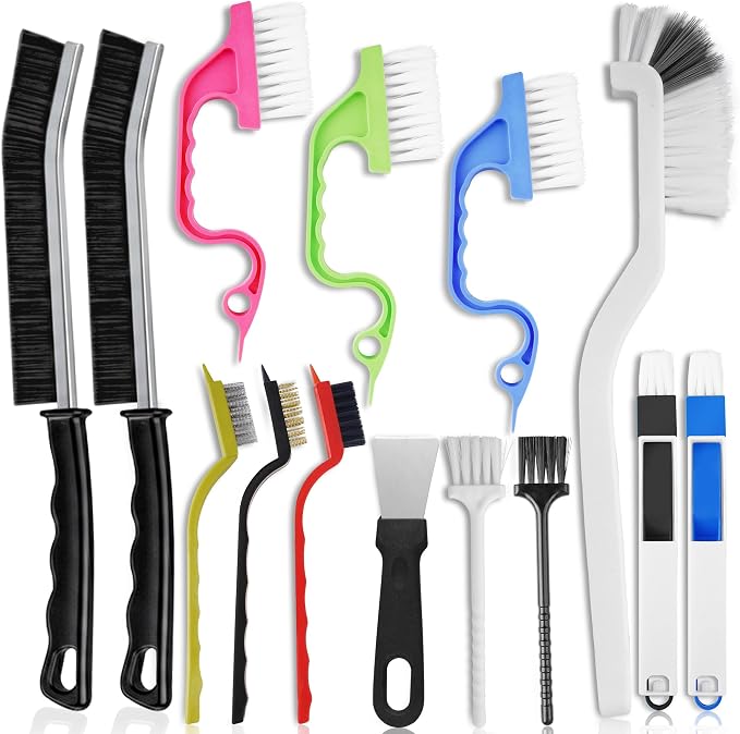 14 Pcs Crevice Cleaning Brush Set – Hard Bristle Cleaning Tools by Unknown