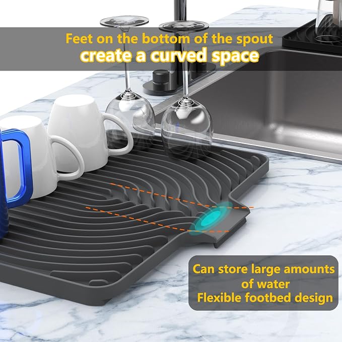 Silicone Dish Drying Mat for Kitchen Counter, Dish Drying Rack Matt - Image 4