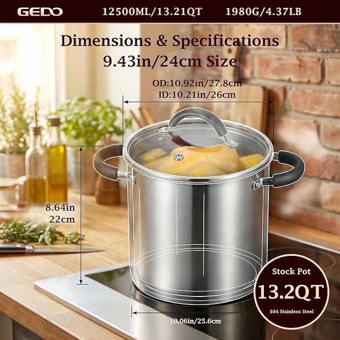 GEDO Food-Grade 304 Stainless Steel Stock Pot, Thickened Cooking Pot - Image 3
