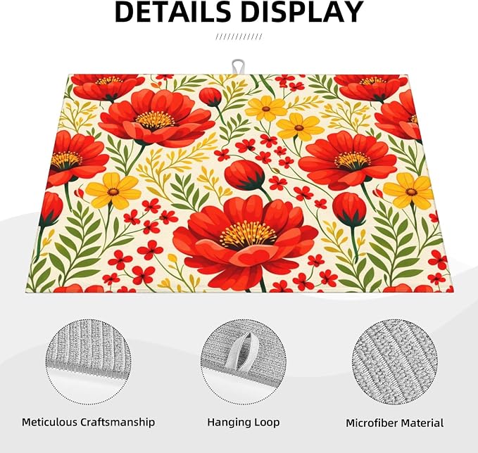 Watercolor Flower Dish Drying Mat - Image 4