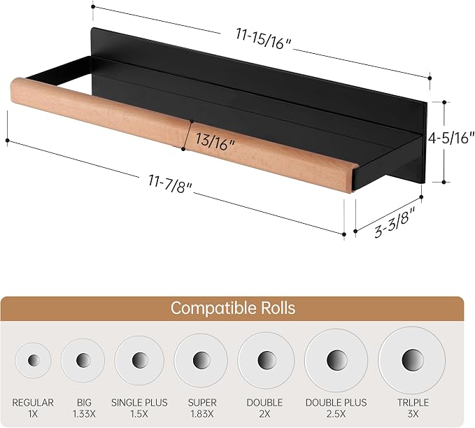 KES Magnetic Paper Towel Holder, Wood & Metal Paper Towel Roll Holder - Image 5