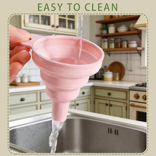 Douji 6PCS Silicone Collapsible Kitchen Funnel Set, Food Grade Silicone Funnels - Image 4