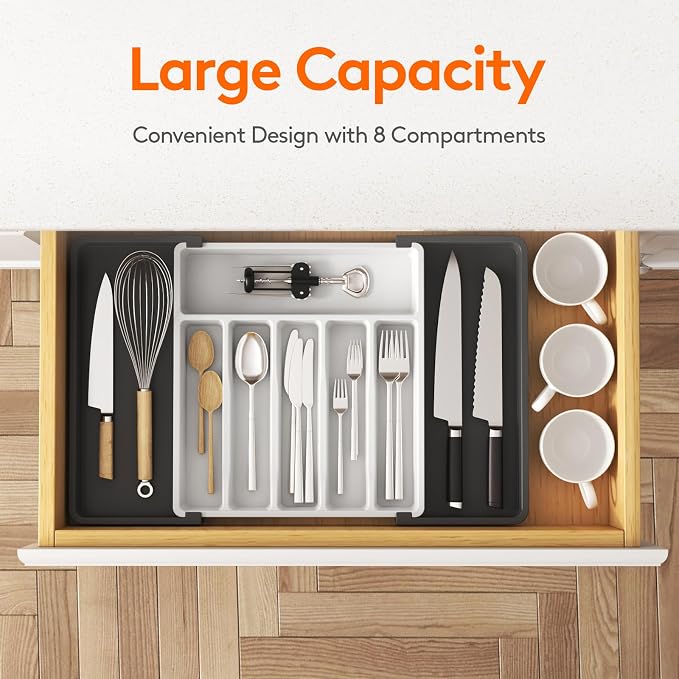Lifewit Silverware Drawer Organizer, Expandable Utensil Tray - Image 2