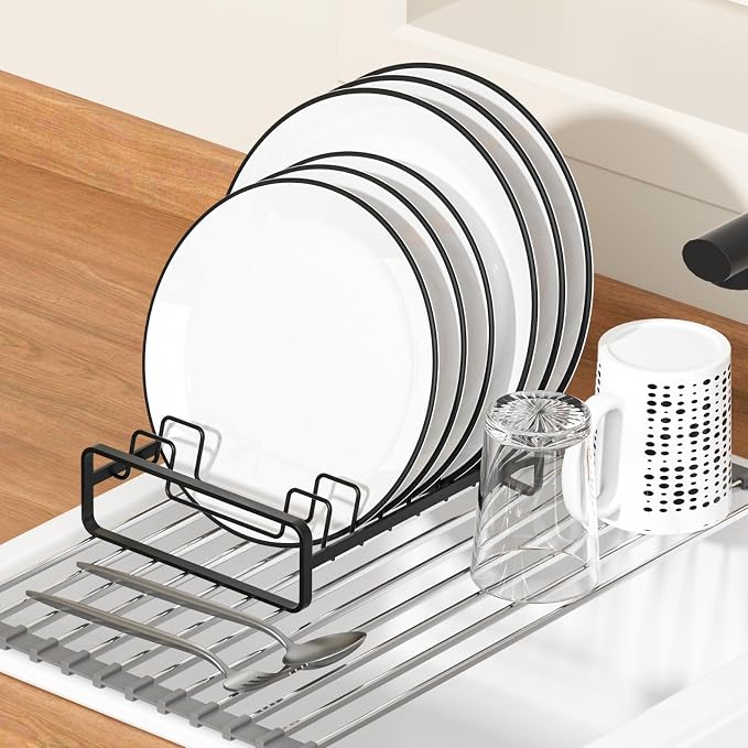 2 Pack Plate Holders Organizers 8 Slots Upright Cabinet Dish Drying Racks Metal - Image 9