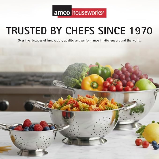 Amco 3-Piece Stainless Steel Colander Set - Image 7