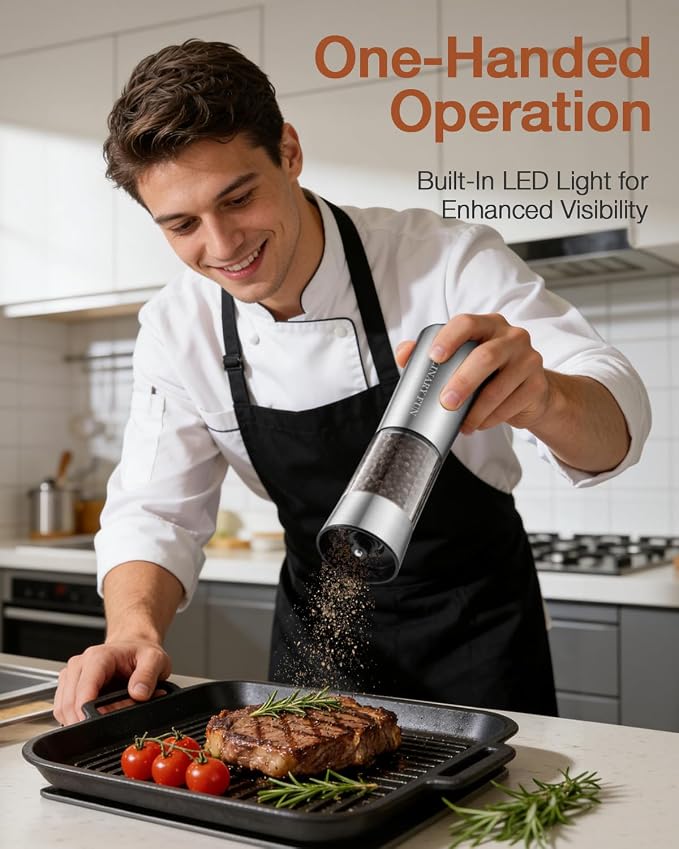 Gravity Electric Salt and Pepper Grinder Set, Automatic Mills - Image 6
