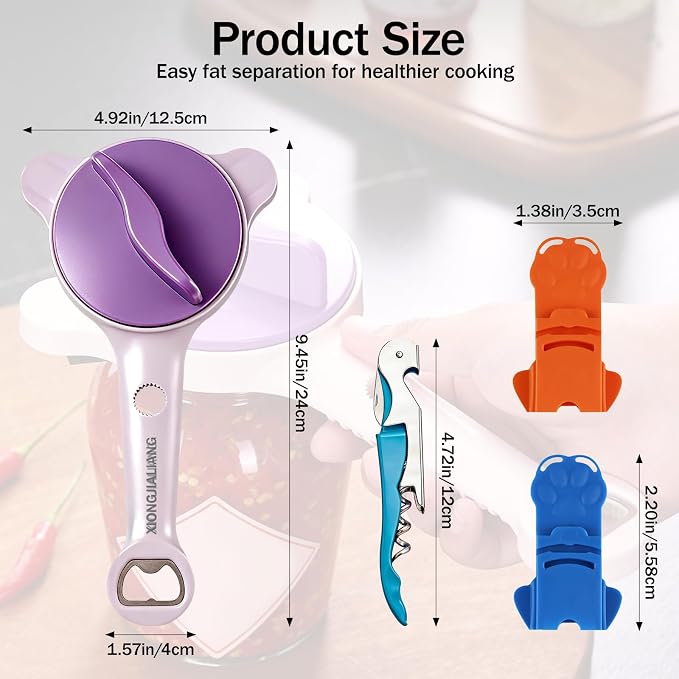Adjustable Jar Opener for Weak Hands, 4-in-1 Multi-Function Manual Bottle - Image 2