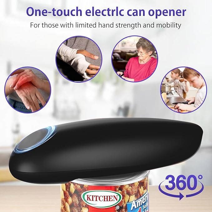 Electric Can Opener, Handheld One-touch Automatic Can opener, Smooth Edge - Image 3
