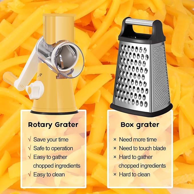 Ourokhome Rotary Cheese Grater Hand Crank, Kitchen Shredder Speed Mandolin - Image 8