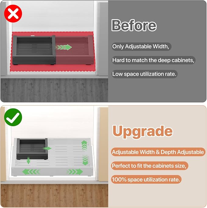 2 Pack Pull out Cabinet Organizer, Width Depth, - Image 3