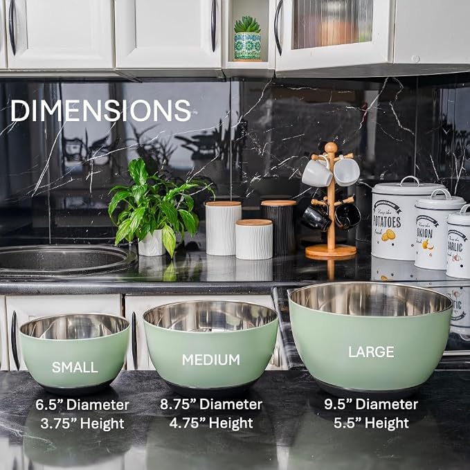 WHYSKO Stainless Steel Mixing Bowls Set of 3 - Image 8