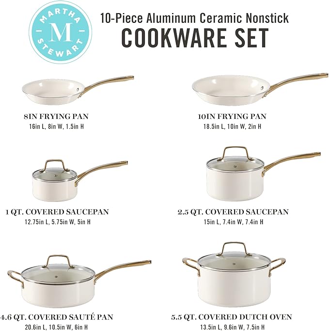 Martha Stewart Lockton Premium Non stick Non Toxic PFA Free Ceramic Interior 10 - Image 2