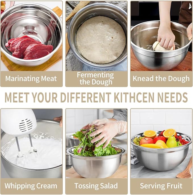 WEPSEN Mixing Bowls Set, Measuring Cups and Spoons - Image 4