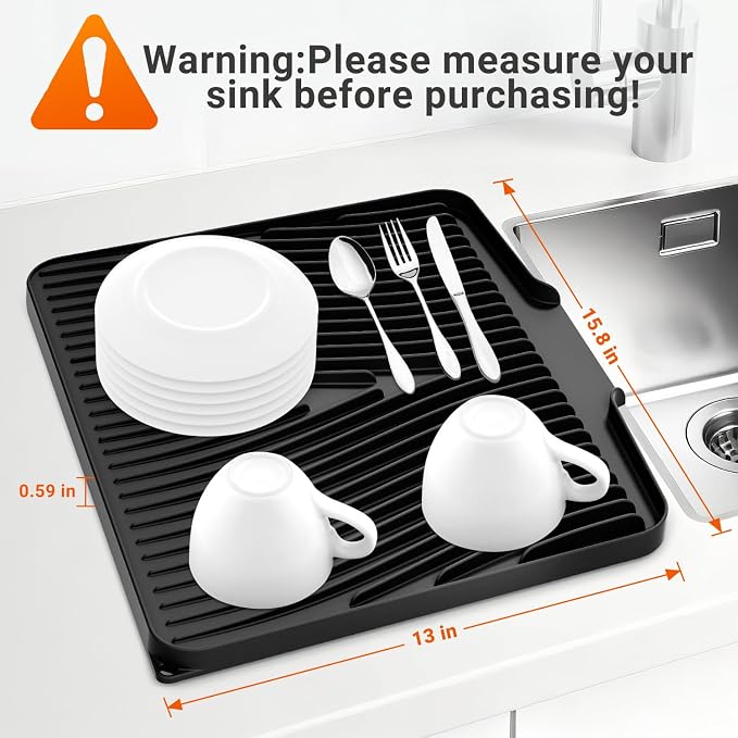 Silicone Dish Drying Mat for Kitchen Counter, Dish Drying Pad, Non-Slip Drain - Image 2