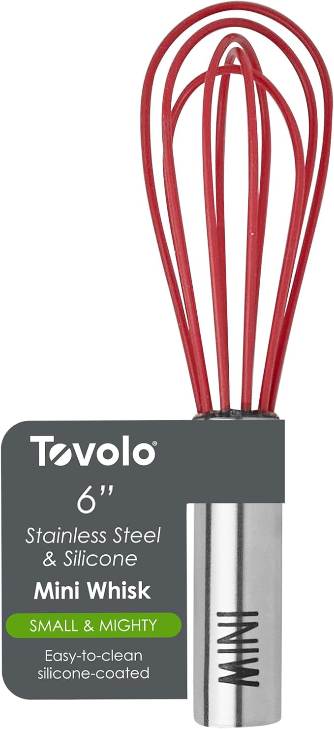 Tovolo Mini Whisk Stainless Steel 6 Inch Tiny Whipper Silicone Whisker by Tovolo