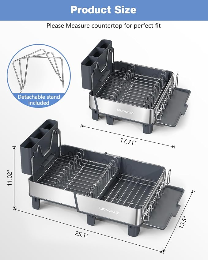 Dish Drying Rack, 304 Stainless Steel Expandable Dish Rack - Image 2