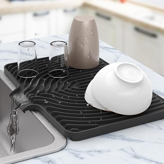 Silicone Dish Drying Mat for Kitchen Counter, Dish Drying Rack Matt by JOOKKI