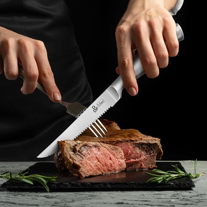 DDF iohEF Steak Knife Set, 8 Piece Steak Knife, High Carbon Japanese Stainless - Image 4