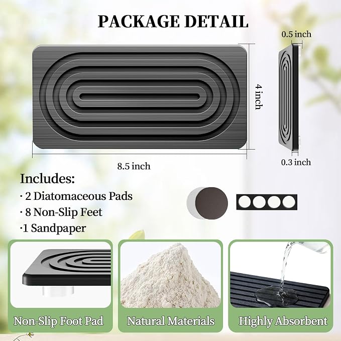 2 PCS Water Absorbing Diatomite Coasters, Stone Drying Mat - Image 2