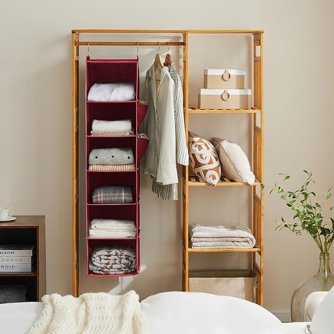 YOUDENOVA Hanging Closet Organizer and Storage, 6-Shelf Closet Hanging Storage - Image 4