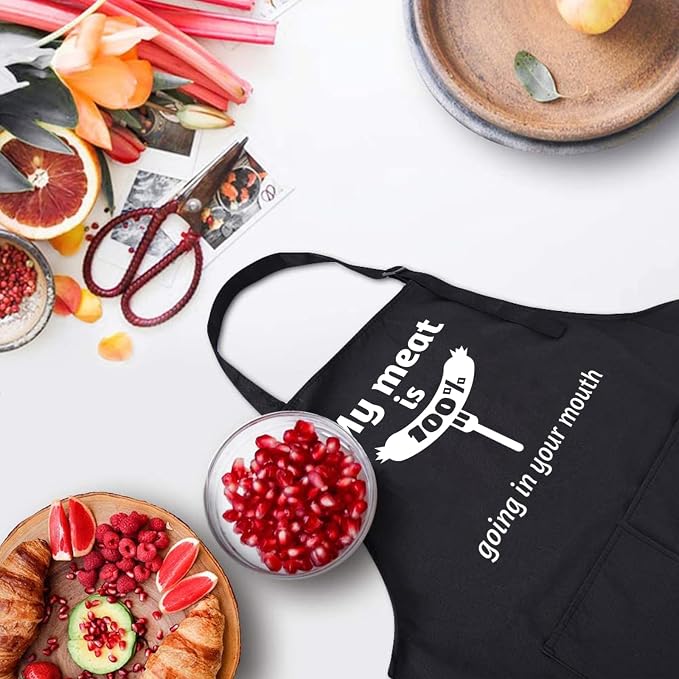 Rosoz Funny BBQ Black Chef Aprons - Image 5