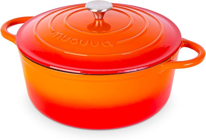 Cast Iron Dutch Oven with Lid – Non-Stick Ovenproof Enamelled Casserole Pot – by Nuovva