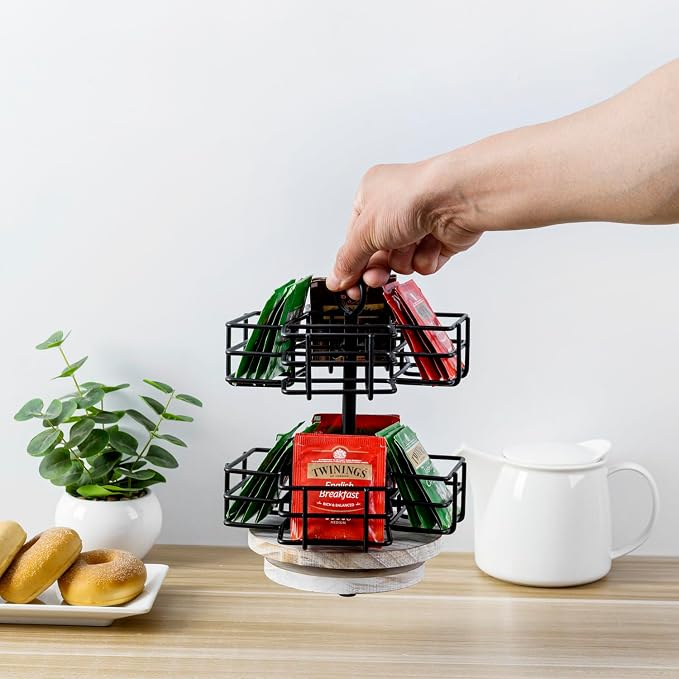 MyGift 8 Compartment Tea Bag Organizer Carousel, Coffee Station Storage Caddy - Image 4
