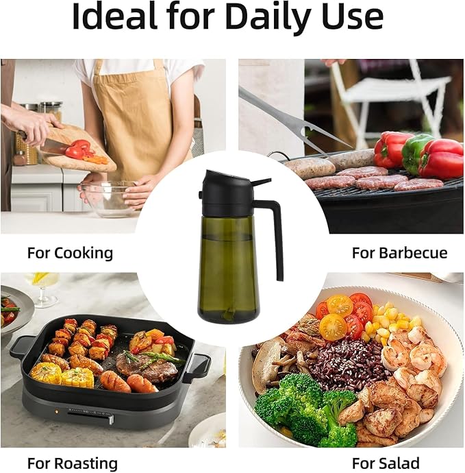 Aovdy Oil Sprayer for Cooking 16oz, 2 in 1 Olive Oil Dispenser and Oil Sprayer - Image 2