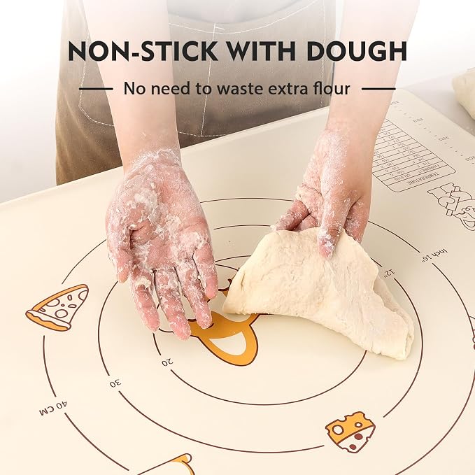 Ourokhome Silicone Baking Mat Sheet and Pastry Dough Cutter, 0.5 Inch Thick 32" - Image 3