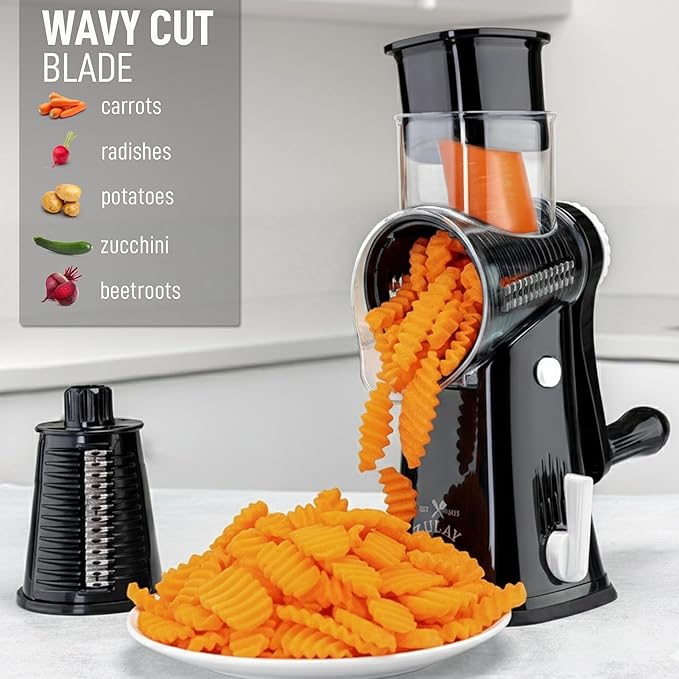 Zulay Kitchen Rotary Cheese Grater 5 Blade Cheese Shredder - Image 4