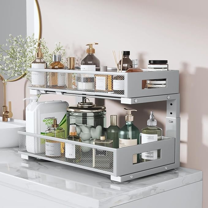 1 Pack 19IN Depth Under Sink Organizer, 2-Tier Pull Out Cabinet Organizer - Image 6