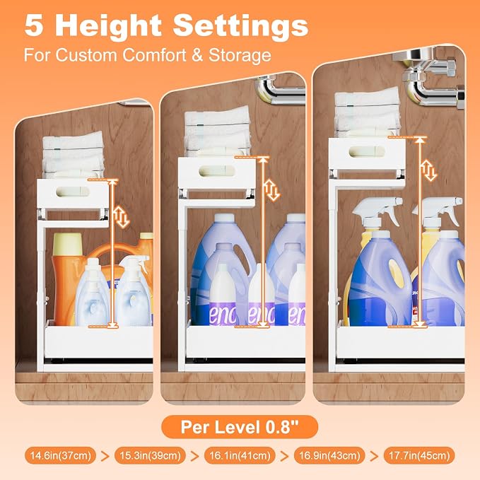 Upgrade 1 Pack Expandable Under Sink Organizers and Storage, 2 Tier Metal Pull - Image 3