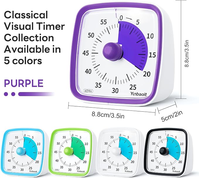 Yunbaoit Visual Timer with Night Light, 60-Minute Countdown Timer - Image 6