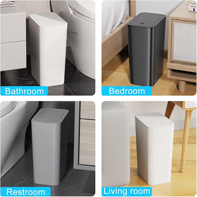 N. NETDOT 3 Pack 10L/2.6 Gal Bathroom Trash Can - Image 4