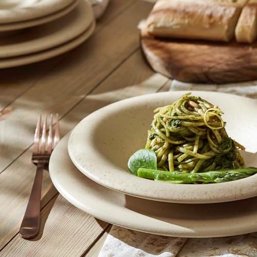 Porto by Stone Lain Aro 12-Piece Premium Kitchen & Dining Dinnerware Set Stoneware, Cream Matte, Crafted in Portugal, Dishwasher and Microwave Safe Scratch-Resistant Dish Set for 4
