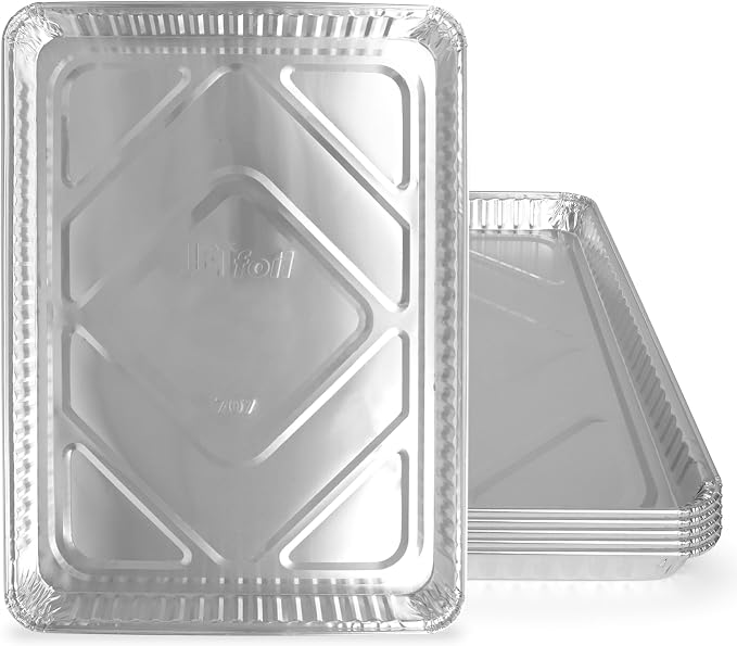 PLASTICPRO Aluminum Pans 5 Pack Disposable Cookie Sheets 13 x 17 Baking Pans by PLASTICPRO