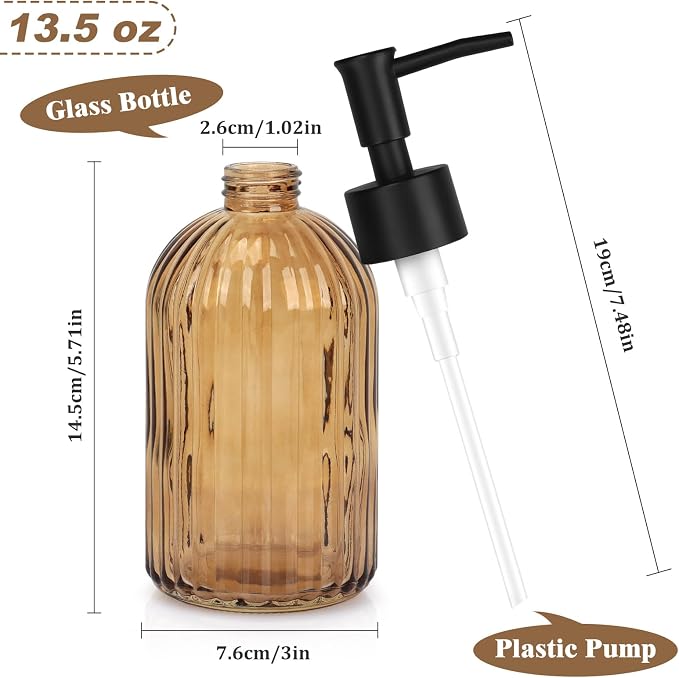 Glass Soap Dispenser with Plastic Pump, Hand Soap Dispenser - Image 2
