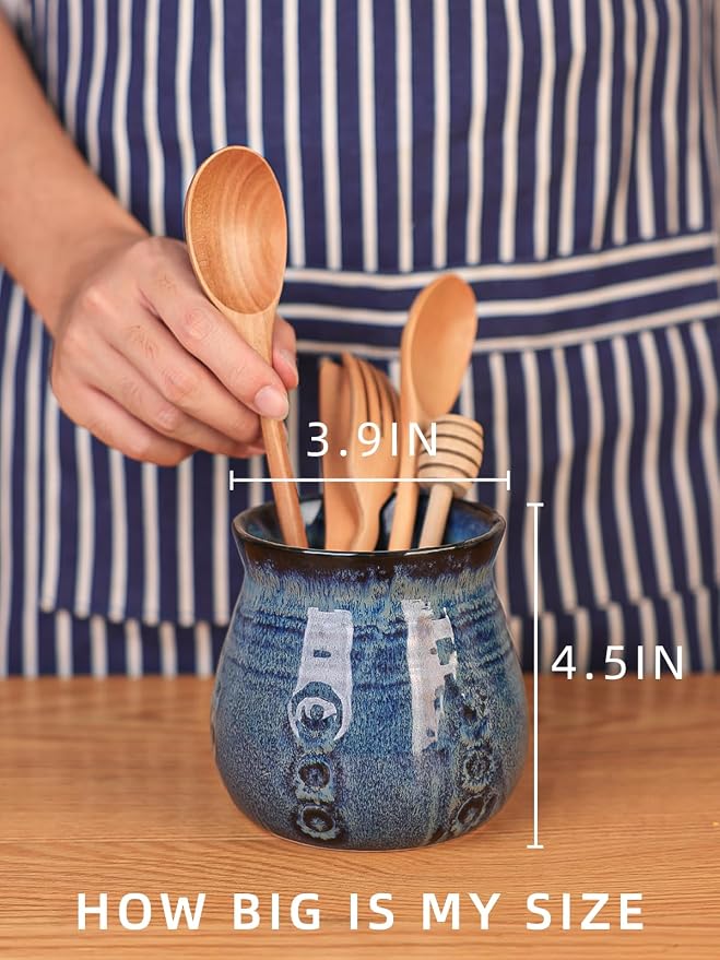 Ceramic Utensil Holder, Small Utensil Crock Ideal - Image 2