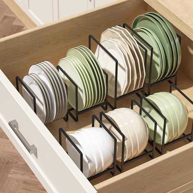 Metal Drying Rack, 3 Pack Inside Cabinet Plate Holders Organizers, Upright Dish - Image 3