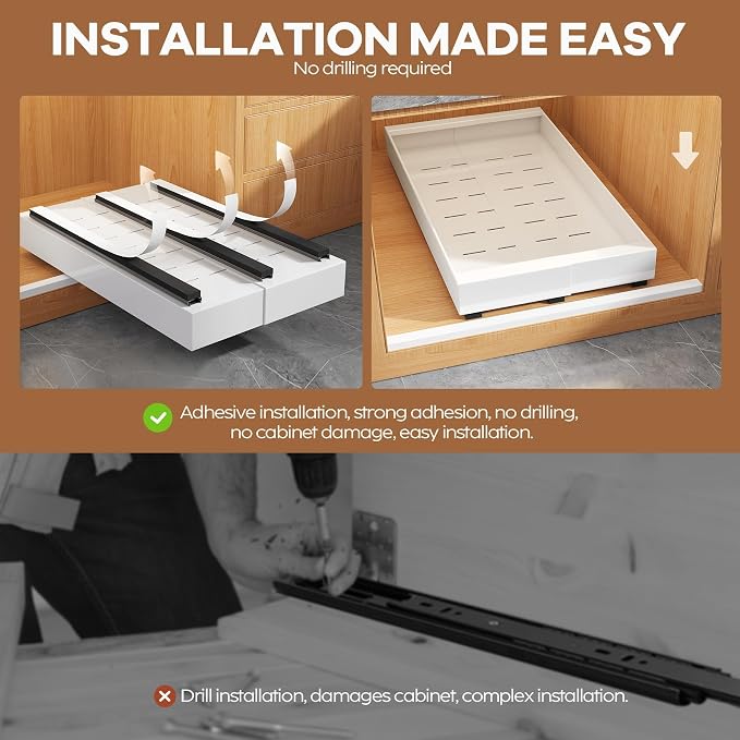 Seinloes 4 Pack Expandable Pull Out Cabinet Organizer 21" Deep - Image 6