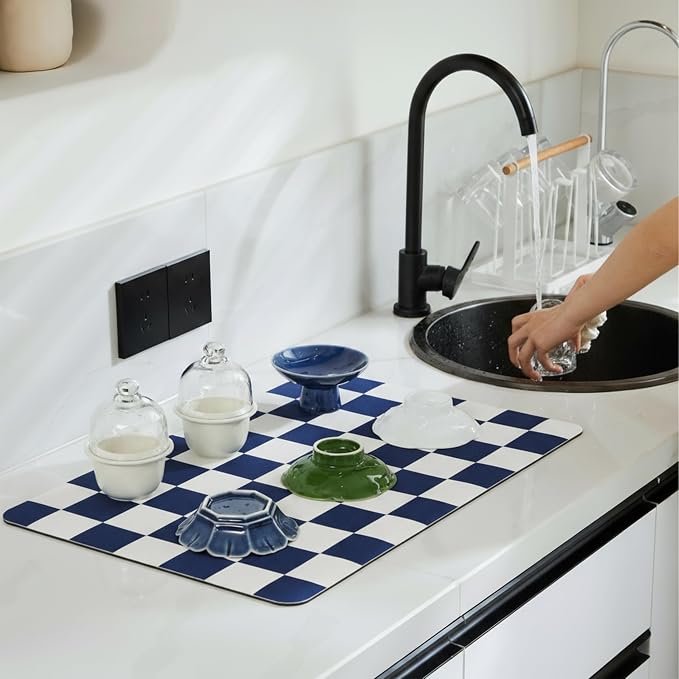 Ohocut Checkered Dish Drying Mat - Image 2