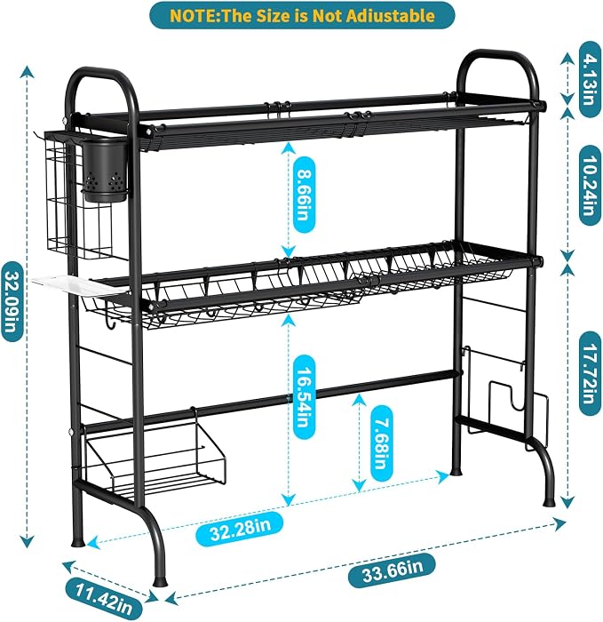 HOWDIA 3-Tier Over The Sink Dish Drying Rack, Stainless Steel Dish Rack - Image 4