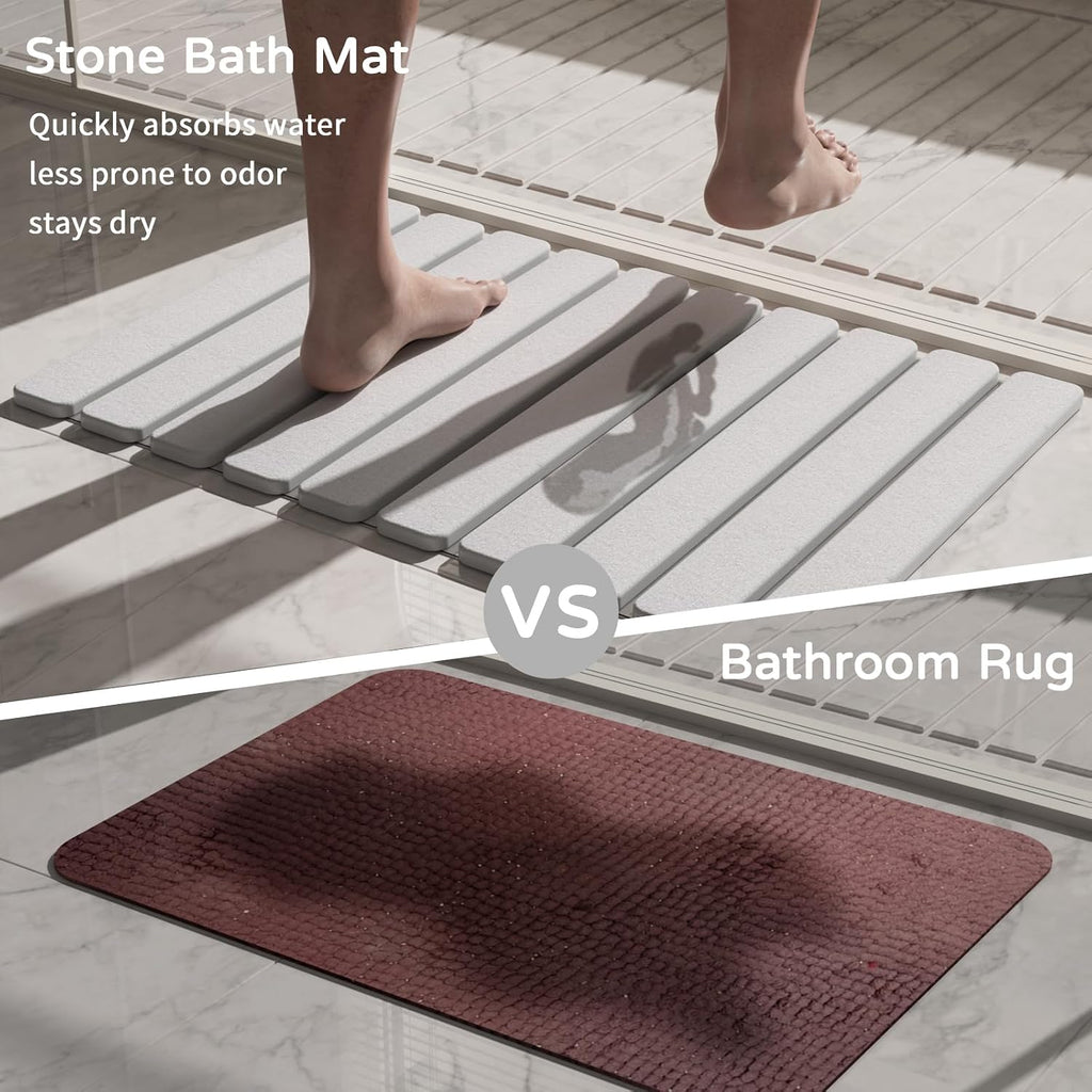 Foldable Stone Bath Mat, Diatomaceous Earth Stone Drying Mats for