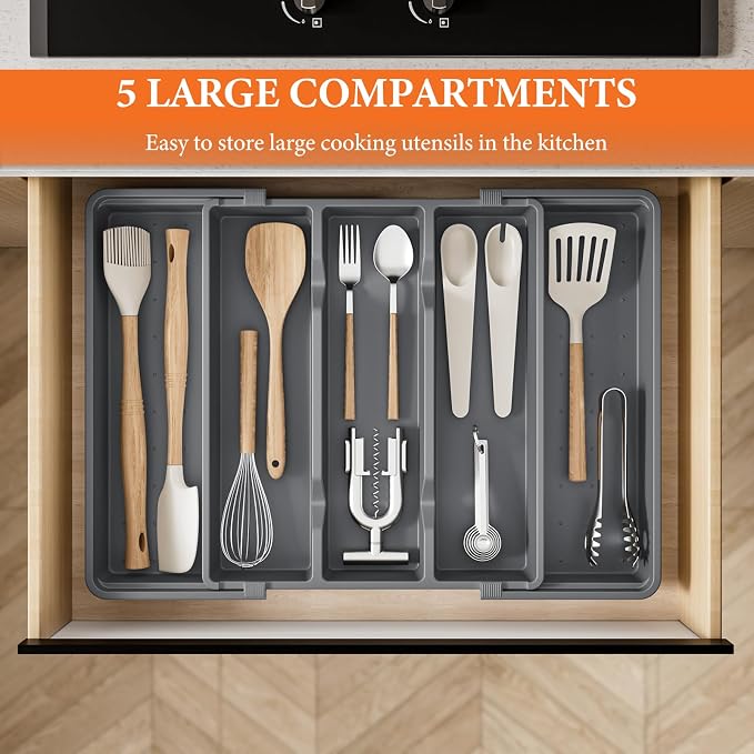 Silverware Organizer, Expandable Utensil Drawer Organizer - Image 3