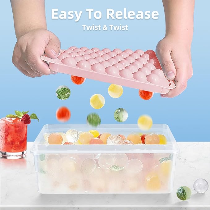 2 Pack Ice Cube Trays Set -with Lids, Storage Container & Ice Tongs, 66-Count - Image 2