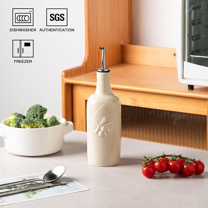 Sweejar Ceramic Olive Oil Dispenser Bottle, 17 FLOZ Oil Bottle - Image 2