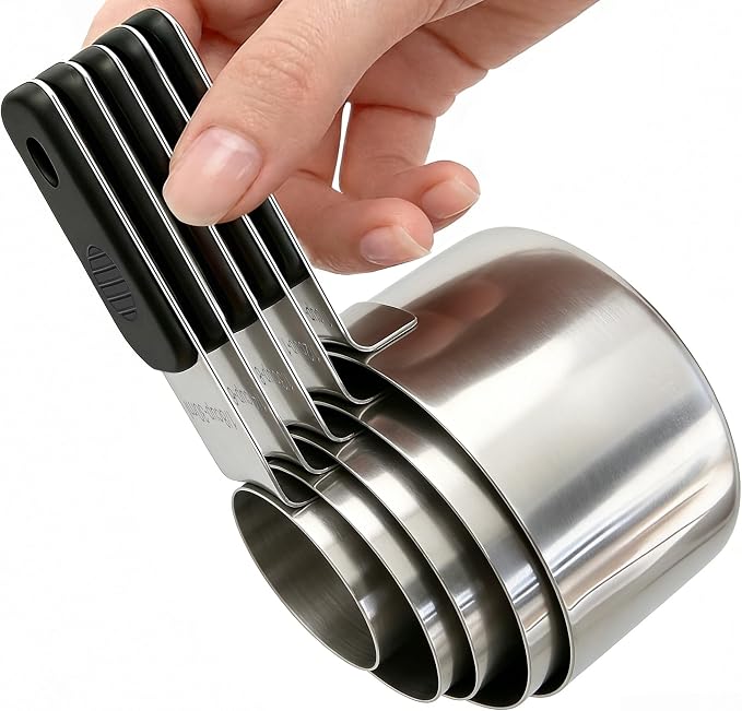 Magnetic Handles 5 Piece Stainless Steel Measuring Cups, Kitchen Gadgets by DOTINGHUX